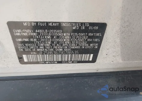 2009 Subaru Forester 2.5X from USA, damaged, VIN JF2SH63679G786535